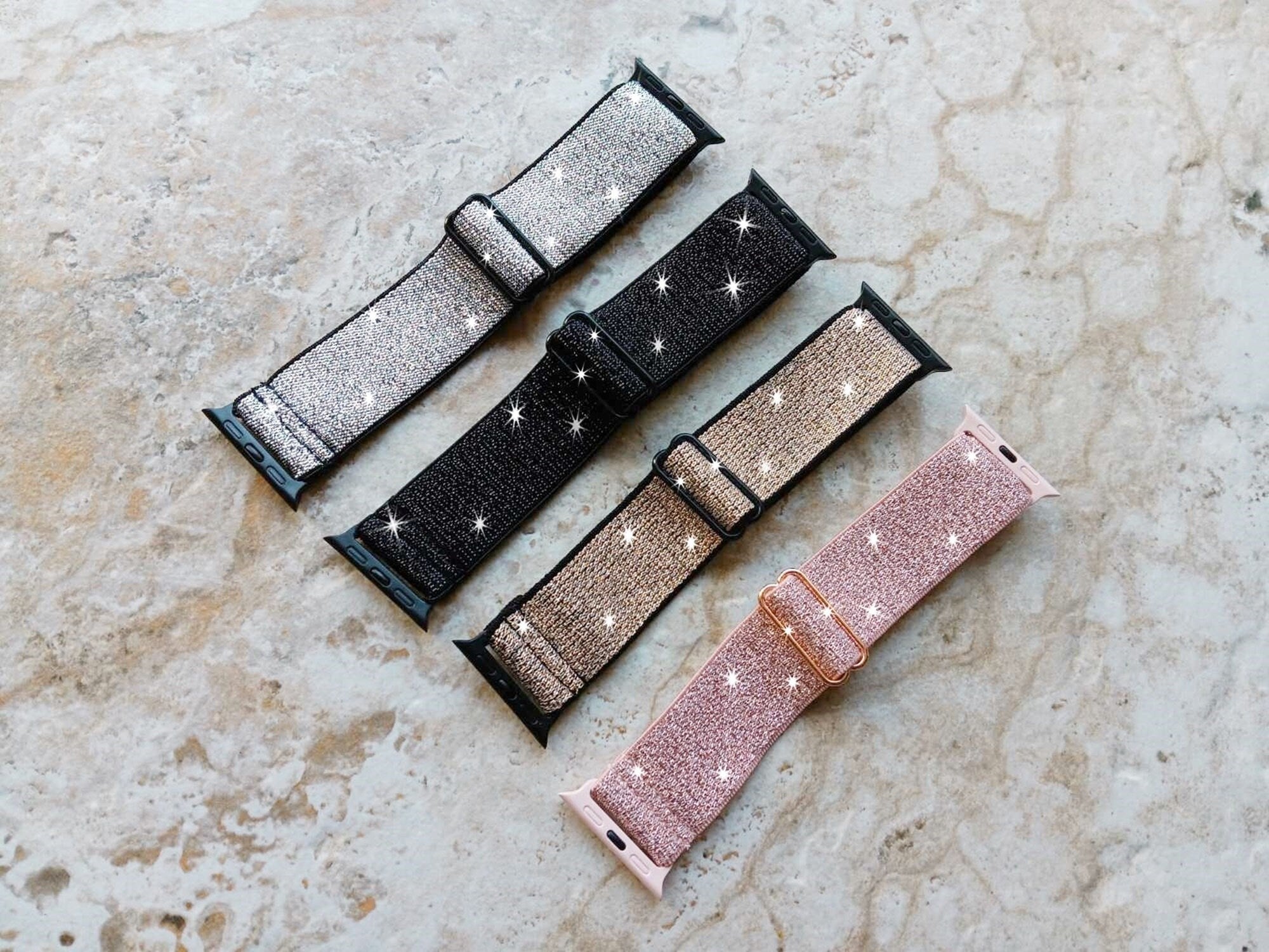 Apple Watch Sparkling Stretch Band for Ultra 2 9 8 7 SE 6 5 4 3 2 1 Series 49mm 45mm 44mm 42mm 41mm 40mm 38mm Adjustable Nylon Elastic Strap